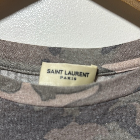 Saint Laurent SS tan & green camo short sleeve cotton/polyester tee size small - Picture 2 of 5